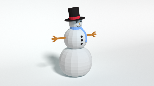 low poly cartoon snowman 3D Model .c4d .max .obj .3ds .fbx .stl .blend 