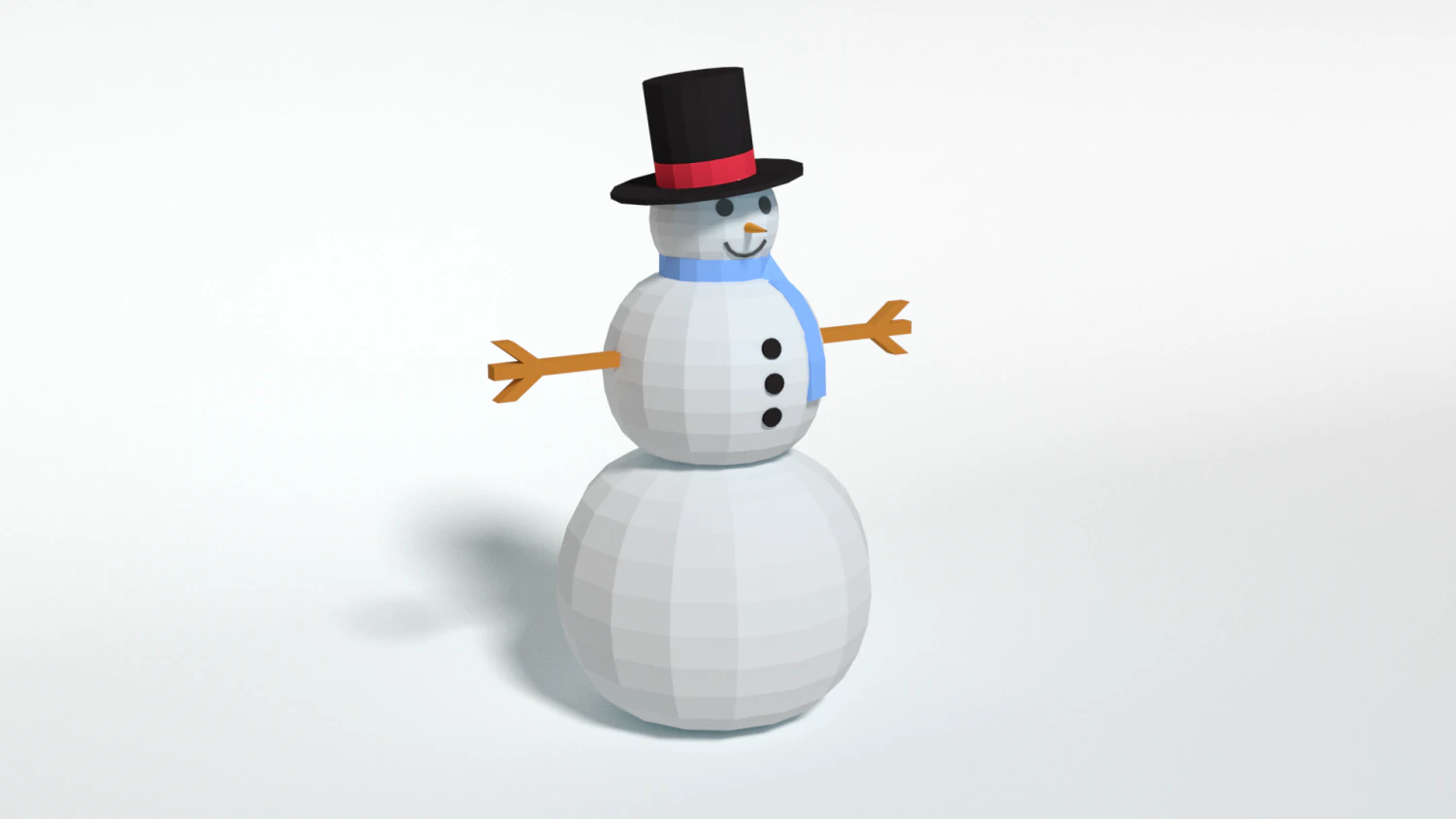 low poly cartoon snowman 3D Model .c4d .max .obj .3ds .fbx .stl .blend 
