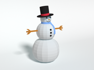 low poly cartoon snowman 3D Model