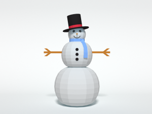 low poly cartoon snowman 3D Model