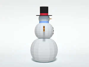 low poly cartoon snowman 3D Model