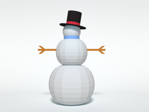 low poly cartoon snowman 3D Model