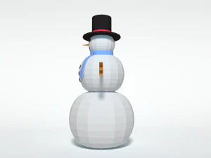 low poly cartoon snowman 3D Model