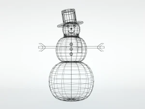 low poly cartoon snowman 3D Model