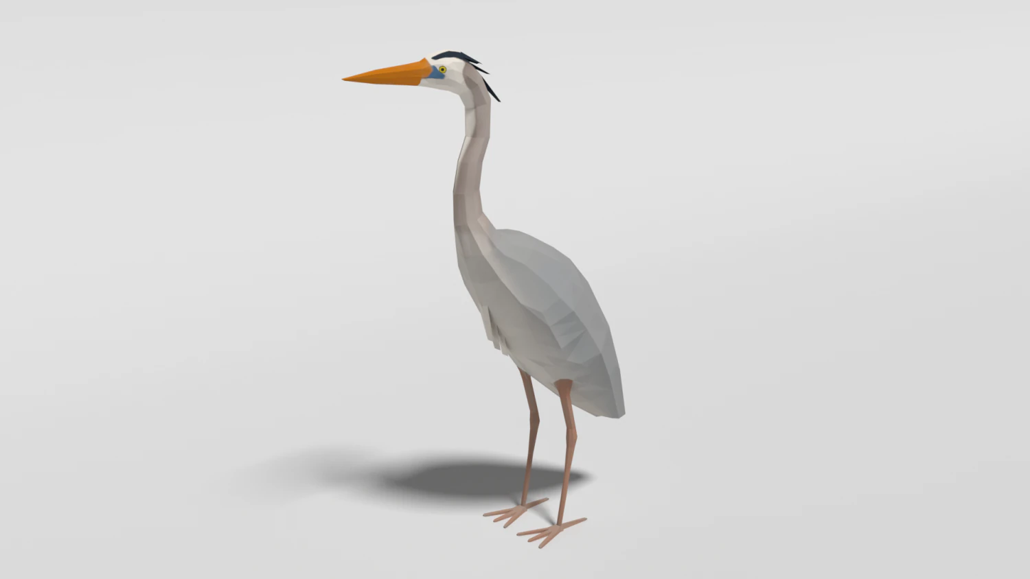 low poly cartoon great blue heron 3D Model .c4d .max .obj .3ds .fbx .stl .blend 