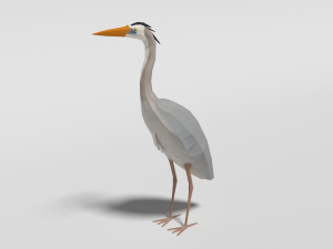 low poly cartoon great blue heron 3D Model