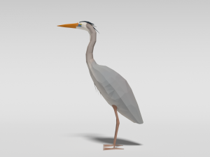 low poly cartoon great blue heron 3D Model
