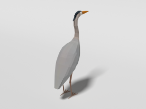 low poly cartoon great blue heron 3D Model