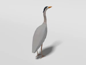 low poly cartoon great blue heron 3D Model