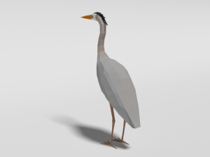 low poly cartoon great blue heron 3D Model