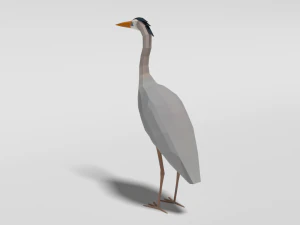 low poly cartoon great blue heron 3D Model