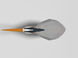 low poly cartoon great blue heron 3D Model