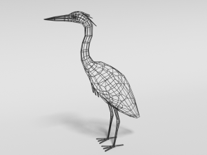 low poly cartoon great blue heron 3D Model