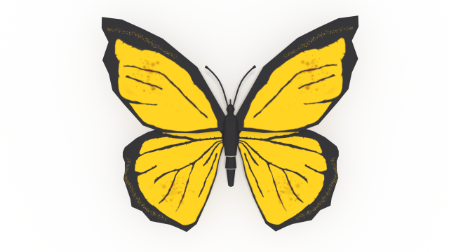 low poly cartoon yellow butterfly Modelo 3D .c4d .max .obj .3ds .fbx .stl .blend 