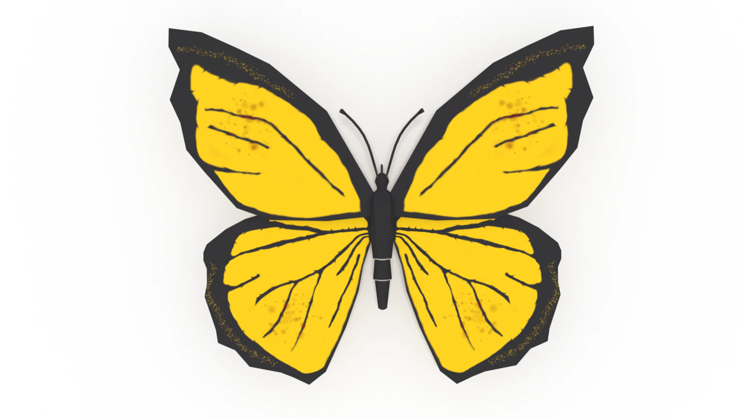 low poly cartoon yellow butterfly 3D Model .c4d .max .obj .3ds .fbx .stl .blend
