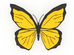 Low-Poly-Cartoon-gelber Schmetterling 3D Modell