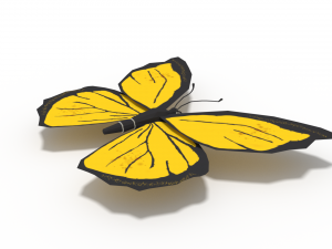 low poly cartoon yellow butterfly Modelo 3D