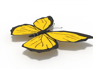 low poly cartoon yellow butterfly 3D Model