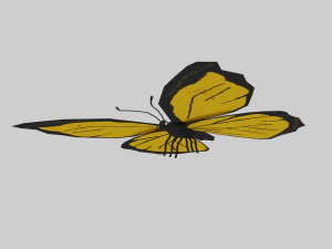 low poly cartoon yellow butterfly 3D Model
