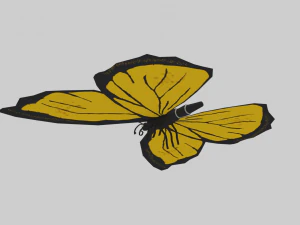 low poly cartoon yellow butterfly 3D Model