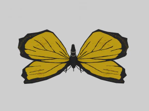 low poly cartoon yellow butterfly 3D Model