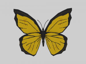 low poly cartoon yellow butterfly Modelo 3D