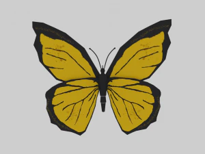 low poly cartoon yellow butterfly 3D Model