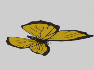 low poly cartoon yellow butterfly Modelo 3D