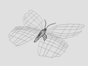 low poly cartoon yellow butterfly 3D Model