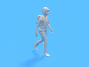 low poly kid going school 3D Model