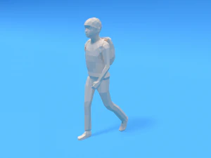 low poly kid going school 3D Model