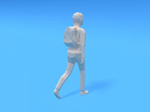 low poly kid going school 3D Model