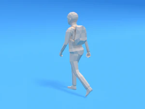 low poly kid going school 3D Model
