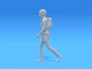 low poly kid going school 3D Model