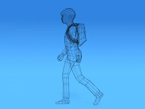 low poly kid going school 3D Model
