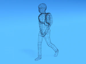 low poly kid going school 3D Model