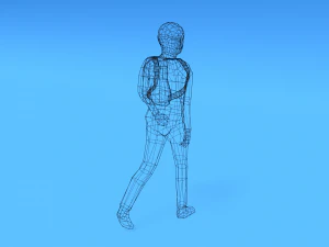 low poly kid going school 3D Model