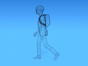 low poly kid going school 3D Model