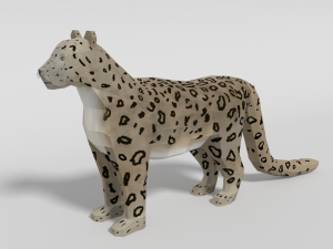 low poly cartoon snow leopard 3D मॉडल