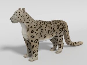низкополигональная мультяшный снежный барс 3D Модель