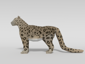 low poly cartoon snow leopard 3D Model