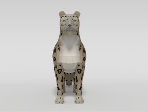 low poly cartoon snow leopard 3D Model