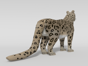 low poly cartoon snow leopard 3D Model