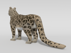 low poly cartoon snow leopard 3D Model