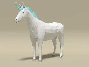 low poly cartoon unicorn 3D Model
