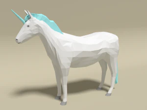 low poly cartoon unicorn 3D Model