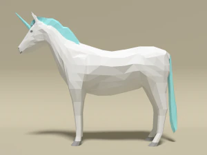 low poly cartoon unicorn 3D Model