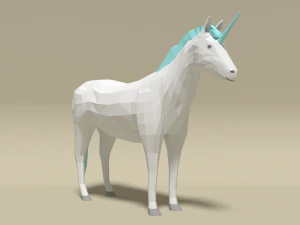 low poly cartoon unicorn 3D Model