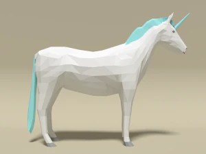 low poly cartoon unicorn 3D Model