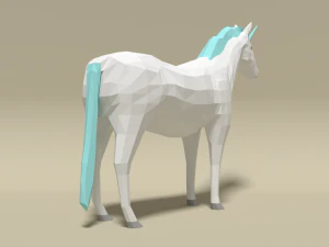 low poly cartoon unicorn 3D Model